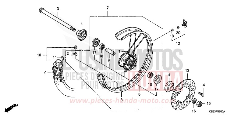 VORDERRAD von CRF150R "Big Wheels" EXTREME RED (R292) von 2008